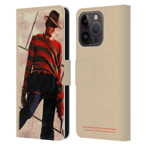 A Nightmare On Elm Street: The Dream Child Graphics Freddy Leather Book Wallet Case Cover For Apple iPhone 15 Pro