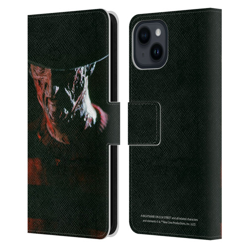 A Nightmare On Elm Street (1984) Graphics Freddy Leather Book Wallet Case Cover For Apple iPhone 15