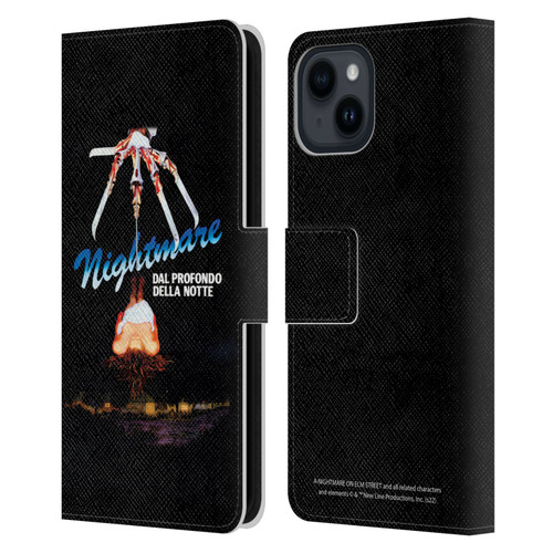 A Nightmare On Elm Street (1984) Graphics Nightmare Leather Book Wallet Case Cover For Apple iPhone 15