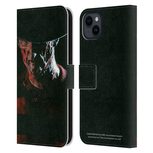 A Nightmare On Elm Street (1984) Graphics Freddy Leather Book Wallet Case Cover For Apple iPhone 15 Plus