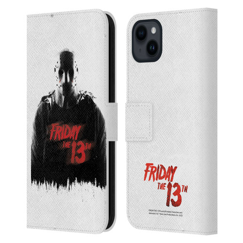 Friday the 13th 2009 Graphics Jason Voorhees Key Art Leather Book Wallet Case Cover For Apple iPhone 15 Plus