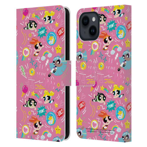 The Powerpuff Girls Graphics Icons Leather Book Wallet Case Cover For Apple iPhone 15