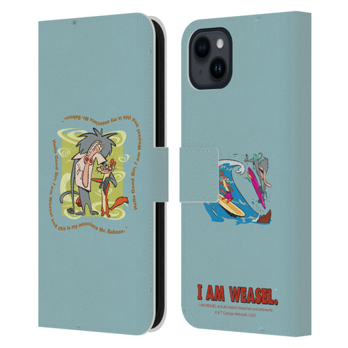 I Am Weasel. Graphics Hello Good Sir Leather Book Wallet Case Cover For Apple iPhone 15 Plus