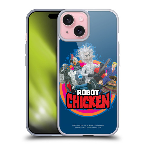 Robot Chicken Graphics Characters Soft Gel Case for Apple iPhone 15