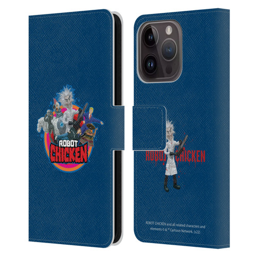 Robot Chicken Graphics Characters Leather Book Wallet Case Cover For Apple iPhone 15 Pro