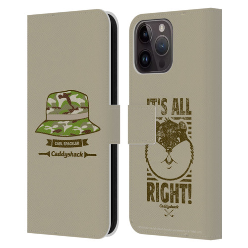 Caddyshack Graphics Carl Spackler Hat Leather Book Wallet Case Cover For Apple iPhone 15 Pro Max