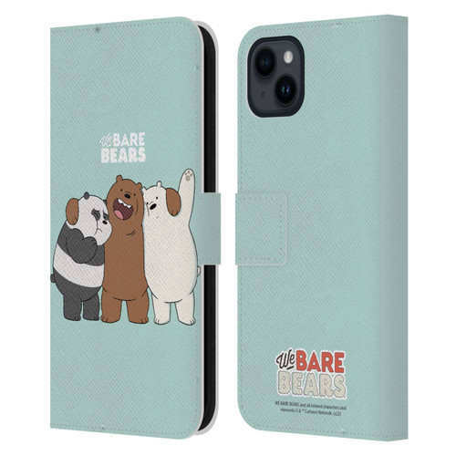 We Bare Bears Character Art Group 1 Leather Book Wallet Case Cover For Apple iPhone 15 Plus