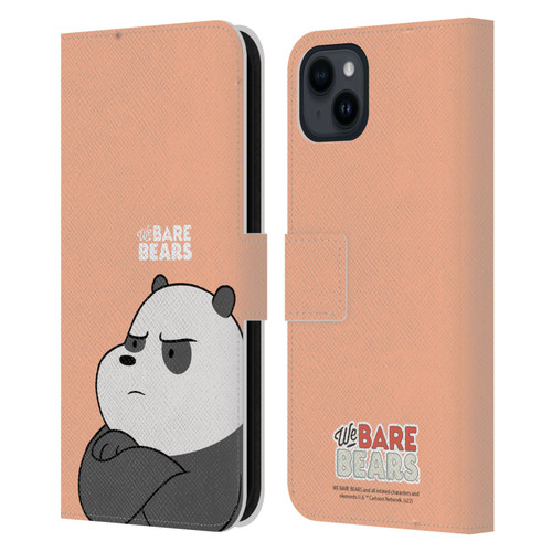 We Bare Bears Character Art Panda Leather Book Wallet Case Cover For Apple iPhone 15 Plus