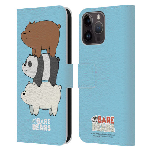 We Bare Bears Character Art Group 3 Leather Book Wallet Case Cover For Apple iPhone 15 Pro Max