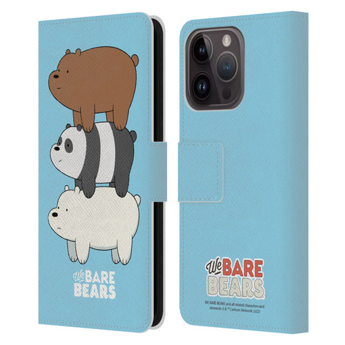 We Bare Bears Character Art Group 3 Leather Book Wallet Case Cover For Apple iPhone 15 Pro