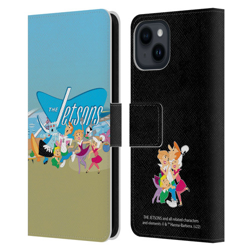 The Jetsons Graphics Group Leather Book Wallet Case Cover For Apple iPhone 15