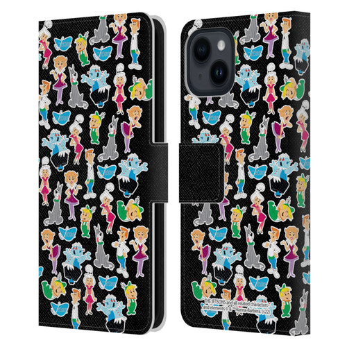 The Jetsons Graphics Pattern Leather Book Wallet Case Cover For Apple iPhone 15