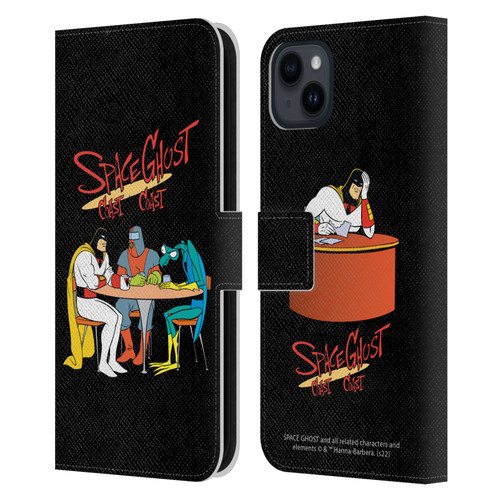 Space Ghost Coast to Coast Graphics Group Leather Book Wallet Case Cover For Apple iPhone 15 Plus