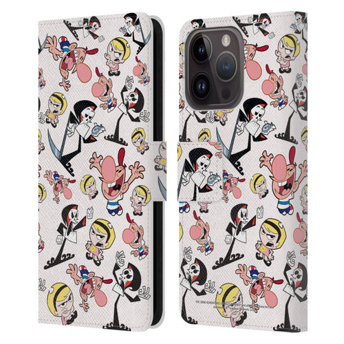 The Grim Adventures of Billy & Mandy Graphics Icons Leather Book Wallet Case Cover For Apple iPhone 15 Pro