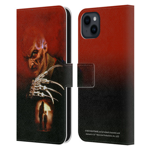 A Nightmare On Elm Street: New Nightmare Graphics Poster Leather Book Wallet Case Cover For Apple iPhone 15 Plus
