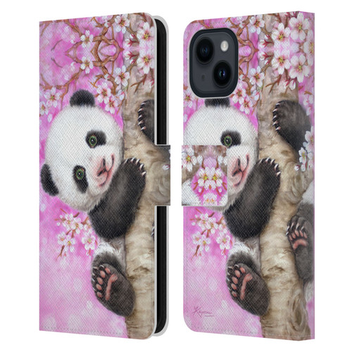 Kayomi Harai Animals And Fantasy Cherry Blossom Panda Leather Book Wallet Case Cover For Apple iPhone 15