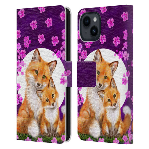 Kayomi Harai Animals And Fantasy Mother & Baby Fox Leather Book Wallet Case Cover For Apple iPhone 15