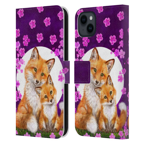 Kayomi Harai Animals And Fantasy Mother & Baby Fox Leather Book Wallet Case Cover For Apple iPhone 15 Plus