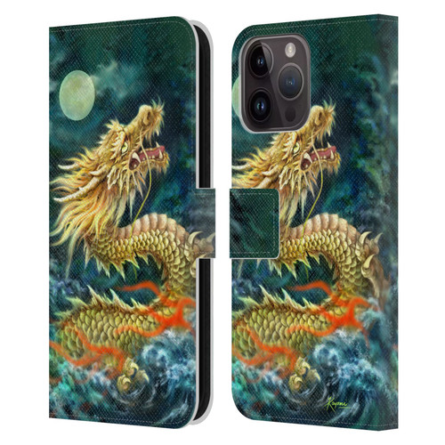 Kayomi Harai Animals And Fantasy Asian Dragon In The Moon Leather Book Wallet Case Cover For Apple iPhone 15 Pro Max