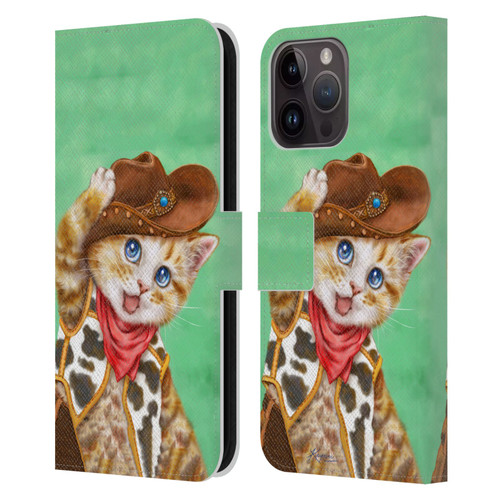 Kayomi Harai Animals And Fantasy Cowboy Kitten Leather Book Wallet Case Cover For Apple iPhone 15 Pro Max