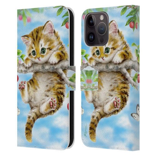 Kayomi Harai Animals And Fantasy Cherry Tree Kitten Leather Book Wallet Case Cover For Apple iPhone 15 Pro Max