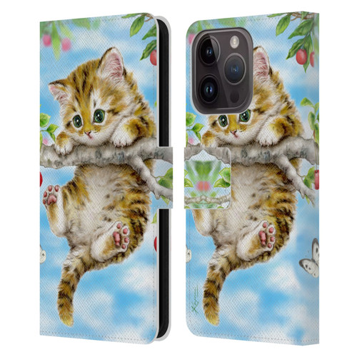 Kayomi Harai Animals And Fantasy Cherry Tree Kitten Leather Book Wallet Case Cover For Apple iPhone 15 Pro