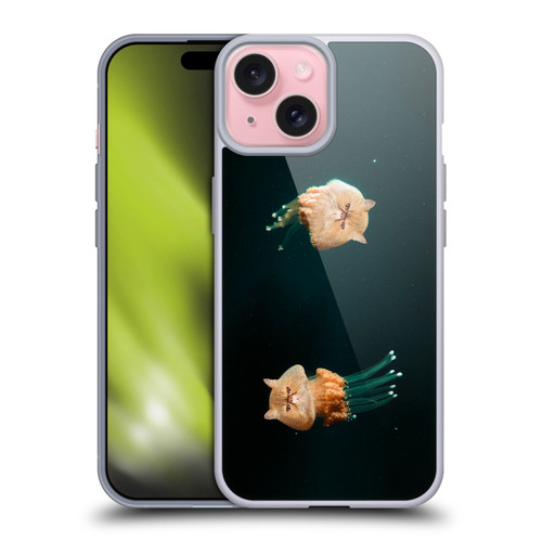 Pixelmated Animals Surreal Pets Jellyfish Cats Soft Gel Case for Apple iPhone 15