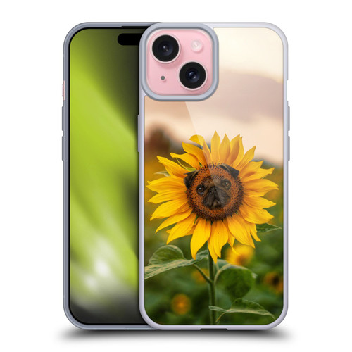 Pixelmated Animals Surreal Pets Pugflower Soft Gel Case for Apple iPhone 15