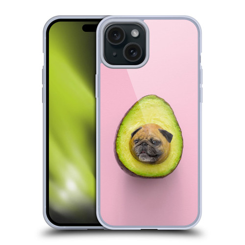 Pixelmated Animals Surreal Pets Pugacado Soft Gel Case for Apple iPhone 15 Plus