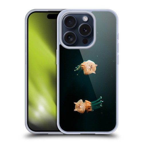 Pixelmated Animals Surreal Pets Jellyfish Cats Soft Gel Case for Apple iPhone 15 Pro