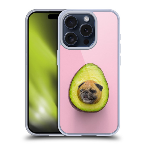 Pixelmated Animals Surreal Pets Pugacado Soft Gel Case for Apple iPhone 15 Pro