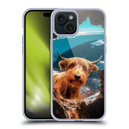 Pixelmated Animals Surreal Wildlife Cowpup Soft Gel Case for Apple iPhone 15 Plus