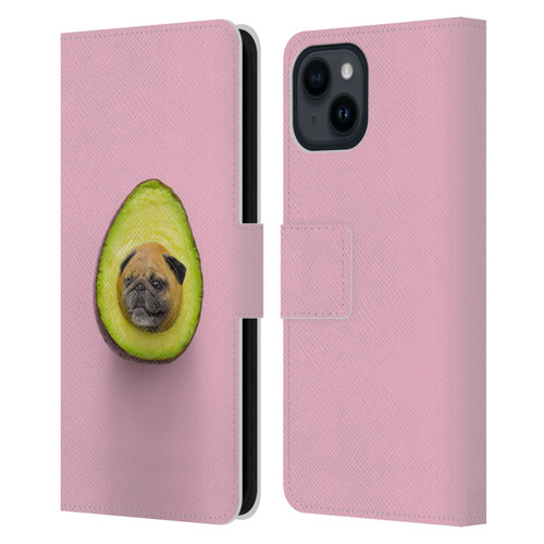 Pixelmated Animals Surreal Pets Pugacado Leather Book Wallet Case Cover For Apple iPhone 15