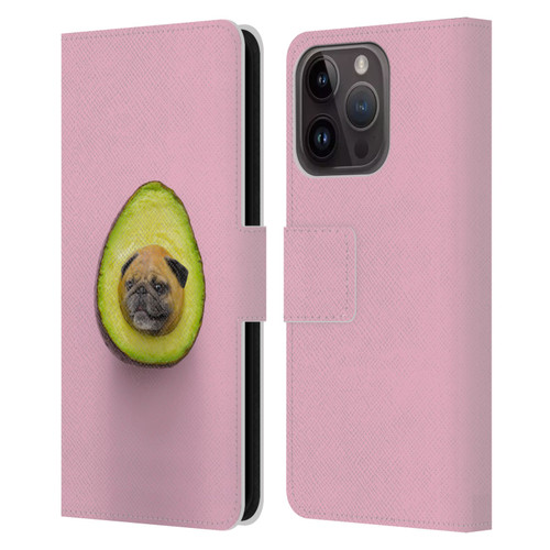 Pixelmated Animals Surreal Pets Pugacado Leather Book Wallet Case Cover For Apple iPhone 15 Pro