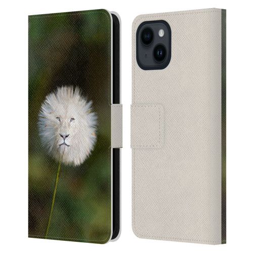 Pixelmated Animals Surreal Wildlife Dandelion Leather Book Wallet Case Cover For Apple iPhone 15