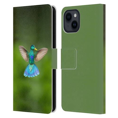 Pixelmated Animals Surreal Wildlife Quaking Bird Leather Book Wallet Case Cover For Apple iPhone 15