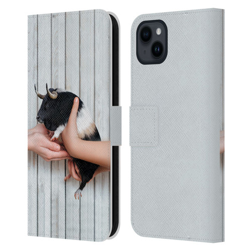 Pixelmated Animals Surreal Wildlife Guinea Bull Leather Book Wallet Case Cover For Apple iPhone 15 Plus