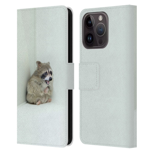 Pixelmated Animals Surreal Wildlife Hamster Raccoon Leather Book Wallet Case Cover For Apple iPhone 15 Pro
