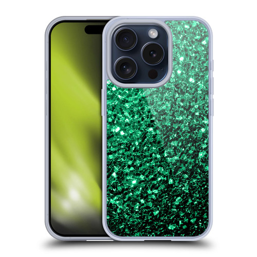 PLdesign Glitter Sparkles Emerald Green Soft Gel Case for Apple iPhone 15 Pro