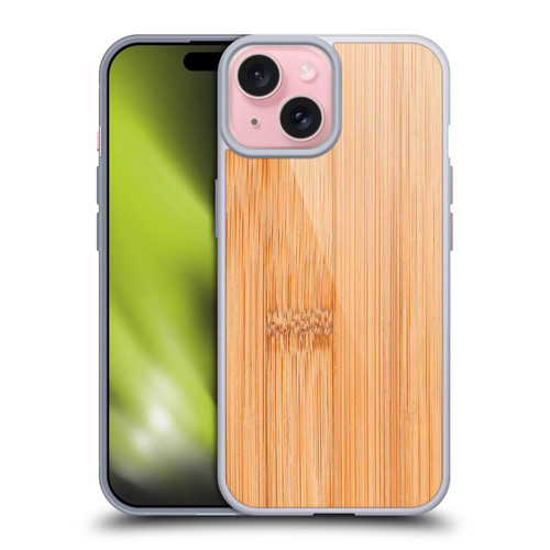 PLdesign Wood And Rust Prints Light Brown Bamboo Soft Gel Case for Apple iPhone 15