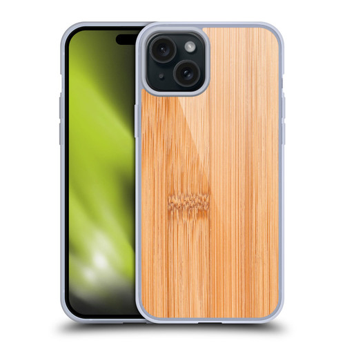 PLdesign Wood And Rust Prints Light Brown Bamboo Soft Gel Case for Apple iPhone 15 Plus