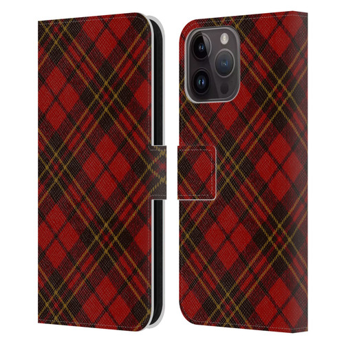 PLdesign Christmas Red Tartan Leather Book Wallet Case Cover For Apple iPhone 15 Pro Max