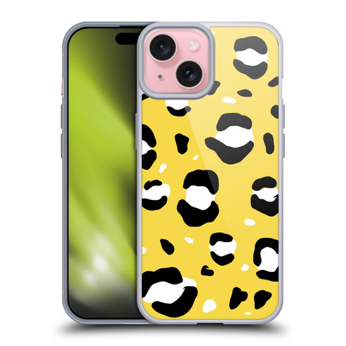 Grace Illustration Animal Prints Yellow Leopard Soft Gel Case for Apple iPhone 15