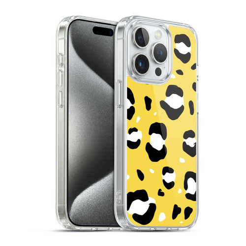 Grace Illustration Animal Prints Yellow Leopard Soft Gel Case for Apple iPhone 15 Pro