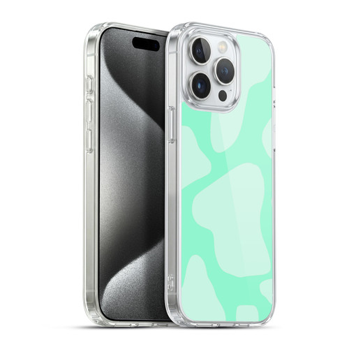 Grace Illustration Cow Prints Mint Green Soft Gel Case for Apple iPhone 15 Pro Max & MagSafe