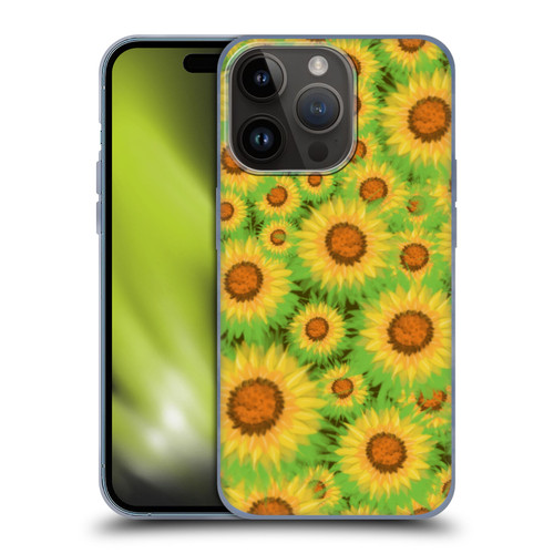 Grace Illustration Lovely Floral Sunflower Soft Gel Case for Apple iPhone 15 Pro