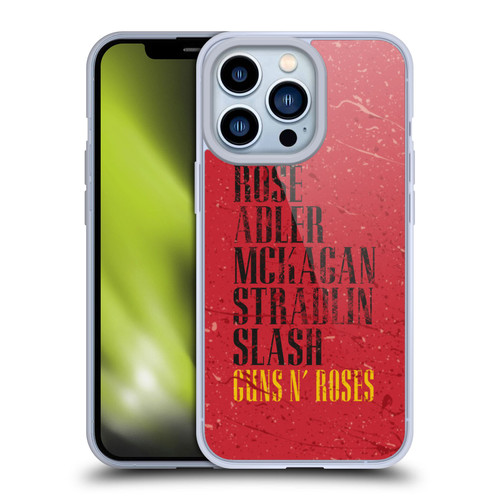 Guns N' Roses Vintage Names Soft Gel Case for Apple iPhone 13 Pro