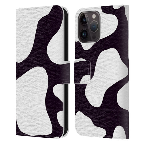 Grace Illustration Cow Prints Black And White Leather Book Wallet Case Cover For Apple iPhone 15 Pro Max