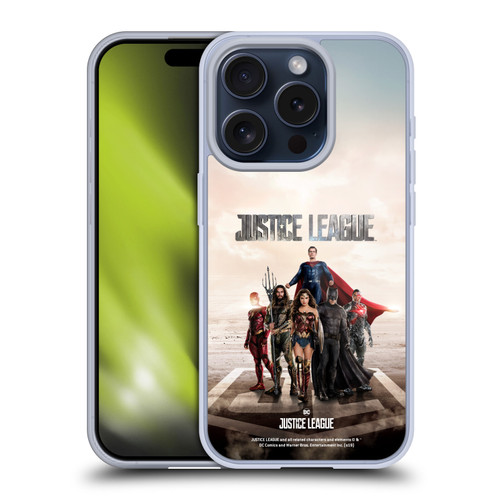 Justice League Movie Character Posters Group Soft Gel Case for Apple iPhone 15 Pro