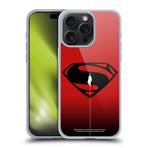 Justice League Movie Superman Logo Art Red And Black Flight Soft Gel Case for Apple iPhone 15 Pro Max